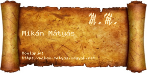 Mikán Mátyás névjegykártya